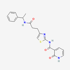 2-oxo-N-(4-(3-oxo-3-((1-phenylethyl)amino)propyl)thiazol-2-yl)-1,2-dihydropyridine-3-carboxamide