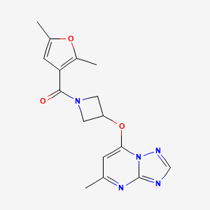 molecular formula C16H17N5O3 B2564977 1-(2,5-Dimethylfuran-3-carbonyl)-3-({5-methyl-[1,2,4]triazolo[1,5-a]pyrimidin-7-yl}oxy)azetidine CAS No. 2097872-35-8