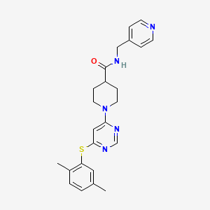 molecular formula C24H27N5OS B2564984 1-(6-((2,5-二甲苯基)硫代)嘧啶-4-基)-N-(吡啶-4-基甲基)哌啶-4-甲酰胺 CAS No. 1251622-49-7