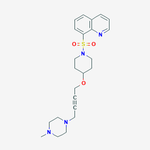molecular formula C23H30N4O3S B2564993 8-[(4-{[4-(4-Methylpiperazin-1-yl)but-2-yn-1-yl]oxy}piperidin-1-yl)sulfonyl]quinoline CAS No. 2415523-97-4