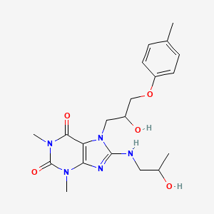 molecular formula C20H27N5O5 B2564999 7-(2-羟基-3-(对甲苯氧基)丙基)-8-((2-羟基丙基)氨基)-1,3-二甲基-1H-嘌呤-2,6(3H,7H)-二酮 CAS No. 941974-65-8