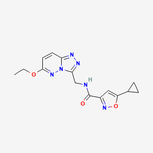 molecular formula C15H16N6O3 B2565003 5-cyclopropyl-N-((6-ethoxy-[1,2,4]triazolo[4,3-b]pyridazin-3-yl)methyl)isoxazole-3-carboxamide CAS No. 2034276-75-8