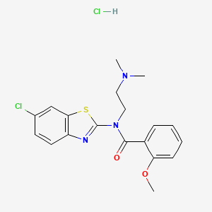 molecular formula C19H21Cl2N3O2S B2565004 N-(6-chlorobenzo[d]thiazol-2-yl)-N-(2-(dimethylamino)ethyl)-2-methoxybenzamide hydrochloride CAS No. 1216688-33-3