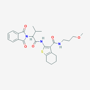 molecular formula C26H31N3O5S B256501 2-{[2-(1,3-dioxo-1,3-dihydro-2H-isoindol-2-yl)-3-methylbutanoyl]amino}-N-(3-methoxypropyl)-4,5,6,7-tetrahydro-1-benzothiophene-3-carboxamide 