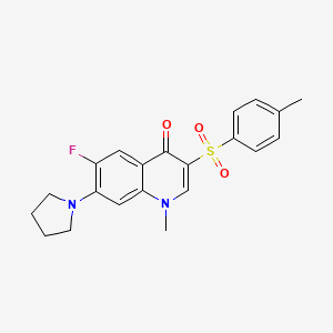 molecular formula C21H21FN2O3S B2565028 6-氟-1-甲基-7-(吡咯烷-1-基)-3-甲苯磺酰基喹啉-4(1H)-酮 CAS No. 892761-56-7