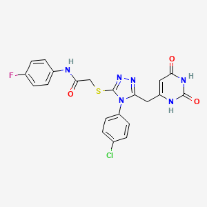 molecular formula C21H16ClFN6O3S B2565032 2-((4-(4-chlorophenyl)-5-((2,6-dioxo-1,2,3,6-tetrahydropyrimidin-4-yl)methyl)-4H-1,2,4-triazol-3-yl)thio)-N-(4-fluorophenyl)acetamide CAS No. 852154-82-6
