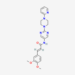 molecular formula C24H26N6O3 B2565035 (E)-3-(3,4-dimethoxyphenyl)-N-(2-(4-(pyridin-2-yl)piperazin-1-yl)pyrimidin-5-yl)acrylamide CAS No. 1396891-94-3