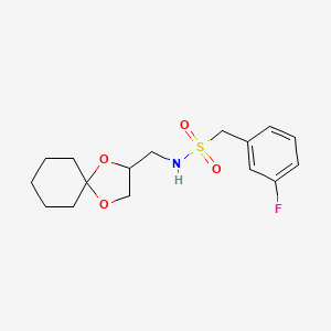molecular formula C16H22FNO4S B2565037 N-(1,4-dioxaspiro[4.5]decan-2-ylmethyl)-1-(3-fluorophenyl)methanesulfonamide CAS No. 1257552-97-8