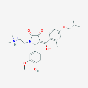 molecular formula C27H34N2O6 B256504 (E)-{1-[2-(dimethylammonio)ethyl]-2-(4-hydroxy-3-methoxyphenyl)-4,5-dioxopyrrolidin-3-ylidene}[2-methyl-4-(2-methylpropoxy)phenyl]methanolate 