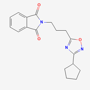 molecular formula C18H19N3O3 B2565043 2-(3-(3-Cyclopentyl-1,2,4-oxadiazol-5-yl)propyl)isoindoline-1,3-dione CAS No. 1809475-17-9