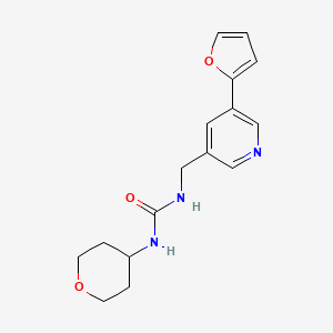 molecular formula C16H19N3O3 B2565044 1-((5-(呋喃-2-基)吡啶-3-基)甲基)-3-(四氢-2H-吡喃-4-基)脲 CAS No. 2034538-11-7