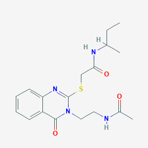 molecular formula C18H24N4O3S B2565050 2-((3-(2-acetamidoethyl)-4-oxo-3,4-dihydroquinazolin-2-yl)thio)-N-(sec-butyl)acetamide CAS No. 443355-33-7