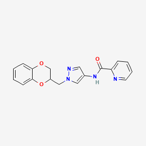 N-(1-((2,3-dihydrobenzo[b][1,4]dioxin-2-yl)methyl)-1H-pyrazol-4-yl)picolinamide