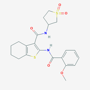 molecular formula C21H24N2O5S2 B256506 N-(1,1-dioxidotetrahydro-3-thienyl)-2-[(2-methoxybenzoyl)amino]-4,5,6,7-tetrahydro-1-benzothiophene-3-carboxamide 