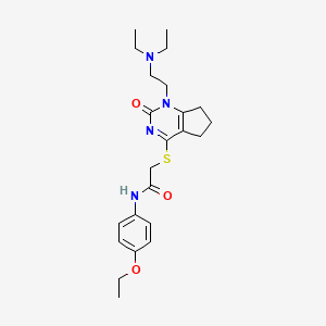 molecular formula C23H32N4O3S B2565068 2-((1-(2-(diethylamino)ethyl)-2-oxo-2,5,6,7-tetrahydro-1H-cyclopenta[d]pyrimidin-4-yl)thio)-N-(4-ethoxyphenyl)acetamide CAS No. 898451-75-7