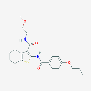 molecular formula C22H28N2O4S B256507 N-(2-methoxyethyl)-2-[(4-propoxybenzoyl)amino]-4,5,6,7-tetrahydro-1-benzothiophene-3-carboxamide 