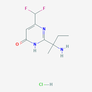 molecular formula C9H14ClF2N3O B2565076 2-(2-Aminobutan-2-yl)-6-(difluoromethyl)-3,4-dihydropyrimidin-4-one hydrochloride CAS No. 1333964-59-2