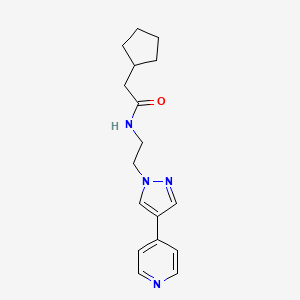 molecular formula C17H22N4O B2565077 2-cyclopentyl-N-{2-[4-(pyridin-4-yl)-1H-pyrazol-1-yl]ethyl}acetamide CAS No. 2034322-11-5