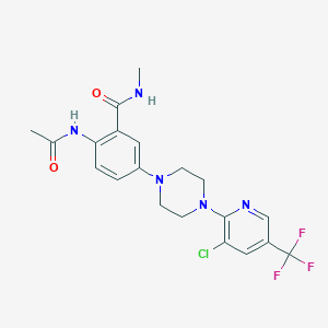 molecular formula C20H21ClF3N5O2 B2565079 5-{4-[3-氯-5-(三氟甲基)吡啶-2-基]哌嗪-1-基}-2-乙酰氨基-N-甲基苯甲酰胺 CAS No. 2058441-65-7