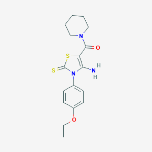 molecular formula C17H21N3O2S2 B256508 4-amino-3-(4-ethoxyphenyl)-5-(1-piperidinylcarbonyl)-1,3-thiazole-2(3H)-thione 