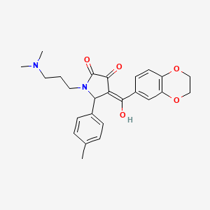 molecular formula C25H28N2O5 B2565084 4-(2,3-dihydrobenzo[b][1,4]dioxine-6-carbonyl)-1-(3-(dimethylamino)propyl)-3-hydroxy-5-(p-tolyl)-1H-pyrrol-2(5H)-one CAS No. 618405-14-4