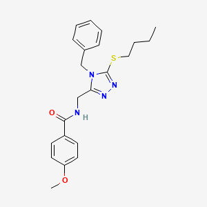 molecular formula C22H26N4O2S B2565097 N-[(4-benzyl-5-butylsulfanyl-1,2,4-triazol-3-yl)methyl]-4-methoxybenzamide CAS No. 476447-72-0