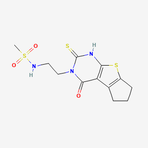 N-[2-(12-Oxo-10-sulfanylidene-7-thia-9,11-diazatricyclo[6.4.0.02,6]dodeca-1(8),2(6)-dien-11-yl)ethyl]methanesulfonamide