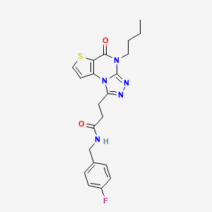 molecular formula C21H22FN5O2S B2565100 3-(4-butyl-5-oxo-4,5-dihydrothieno[2,3-e][1,2,4]triazolo[4,3-a]pyrimidin-1-yl)-N-(4-fluorobenzyl)propanamide CAS No. 1184971-09-2
