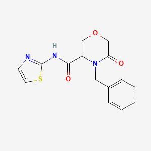 molecular formula C15H15N3O3S B2565113 4-苄基-5-氧代-N-(噻唑-2-基)吗啉-3-甲酰胺 CAS No. 1351588-75-4