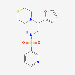 molecular formula C15H19N3O3S2 B2565120 N-(2-(呋喃-2-基)-2-硫代吗啉乙基)吡啶-3-磺酰胺 CAS No. 2034572-31-9