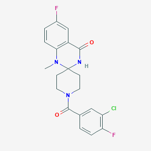 molecular formula C20H18ClF2N3O2 B2565124 1-(3-chloro-4-fluorobenzoyl)-6'-fluoro-1'-methyl-1'H-spiro[piperidine-4,2'-quinazolin]-4'(3'H)-one CAS No. 1251683-17-6