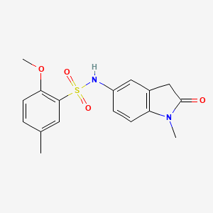 molecular formula C17H18N2O4S B2565129 2-methoxy-5-methyl-N-(1-methyl-2-oxoindolin-5-yl)benzenesulfonamide CAS No. 921787-52-2