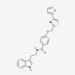molecular formula C25H21N3O3S B2565130 N-(2-(1H-indol-3-yl)ethyl)-4-((4-(furan-2-yl)thiazol-2-yl)methoxy)benzamide CAS No. 1251710-26-5