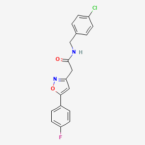 molecular formula C18H14ClFN2O2 B2565131 N-(4-chlorobenzyl)-2-(5-(4-fluorophenyl)isoxazol-3-yl)acetamide CAS No. 952977-84-3