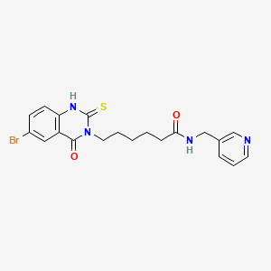 molecular formula C20H21BrN4O2S B2565138 6-(6-溴-4-氧代-2-硫代亚磺酰基-1H-喹唑啉-3-基)-N-(吡啶-3-甲基)己酰胺 CAS No. 422288-34-4