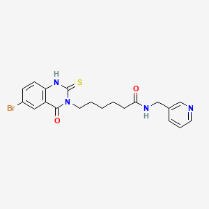 6-(6-bromo-4-oxo-2-sulfanylidene-1,2,3,4-tetrahydroquinazolin-3-yl)-N-[(pyridin-3-yl)methyl]hexanamide