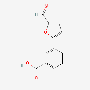 molecular formula C13H10O4 B2565142 5-(5-Formyl-furan-2-yl)-2-methyl-benzoic acid CAS No. 461429-48-1