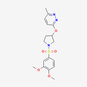 molecular formula C17H21N3O5S B2565149 3-((1-((3,4-Dimethoxyphenyl)sulfonyl)pyrrolidin-3-yl)oxy)-6-methylpyridazine CAS No. 2034444-96-5