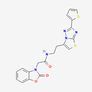 2-(2-oxobenzo[d]oxazol-3(2H)-yl)-N-(2-(2-(thiophen-2-yl)thiazolo[3,2-b][1,2,4]triazol-6-yl)ethyl)acetamide