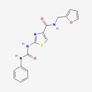 molecular formula C16H14N4O3S B2565155 N-(furan-2-ylmethyl)-2-(3-phenylureido)thiazole-4-carboxamide CAS No. 941880-52-0