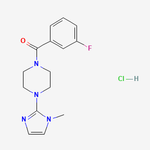 molecular formula C15H18ClFN4O B2565161 (3-氟苯基)(4-(1-甲基-1H-咪唑-2-基)哌嗪-1-基)甲苯酮盐酸盐 CAS No. 1327201-30-8
