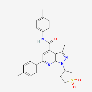 molecular formula C26H26N4O3S B2565168 1-(1,1-二氧化四氢噻吩-3-基)-3-甲基-N,6-二对甲苯基-1H-吡唑并[3,4-b]吡啶-4-甲酰胺 CAS No. 1021224-57-6