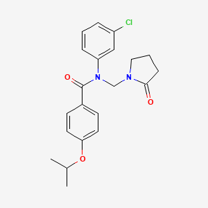 molecular formula C21H23ClN2O3 B2565169 N-(3-chlorophenyl)-4-isopropoxy-N-((2-oxopyrrolidin-1-yl)methyl)benzamide CAS No. 852155-43-2