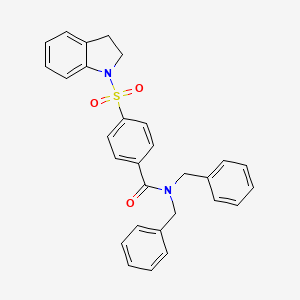 N,N-dibenzyl-4-(2,3-dihydro-1H-indole-1-sulfonyl)benzamide