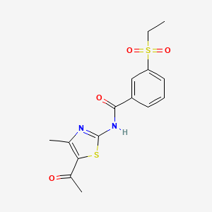 molecular formula C15H16N2O4S2 B2565173 N-(5-乙酰基-4-甲基噻唑-2-基)-3-(乙磺酰基)苯甲酰胺 CAS No. 898434-25-8
