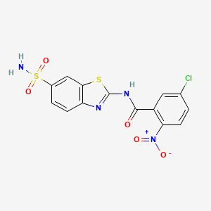 molecular formula C14H9ClN4O5S2 B2565175 5-氯-2-硝基-N-(6-磺酰胺基-1,3-苯并噻唑-2-基)苯甲酰胺 CAS No. 330201-13-3