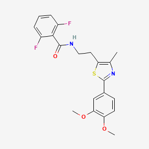 molecular formula C21H20F2N2O3S B2565189 N-[2-[2-(3,4-dimethoxyphenyl)-4-methyl-1,3-thiazol-5-yl]ethyl]-2,6-difluorobenzamide CAS No. 893996-91-3