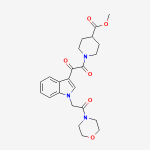 molecular formula C23H27N3O6 B2565192 1-(2-(1-(2-吗啉-2-氧代乙基)-1H-吲哚-3-基)-2-氧代乙酰)哌啶-4-羧酸甲酯 CAS No. 872855-19-1