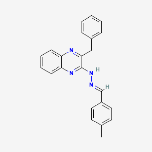 molecular formula C23H20N4 B2565198 2-benzyl-3-[(E)-2-[(4-methylphenyl)methylidene]hydrazin-1-yl]quinoxaline CAS No. 477888-86-1