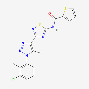 molecular formula C17H13ClN6OS2 B2565204 N-{3-[1-(3-chloro-2-methylphenyl)-5-methyl-1H-1,2,3-triazol-4-yl]-1,2,4-thiadiazol-5-yl}thiophene-2-carboxamide CAS No. 932537-17-2
